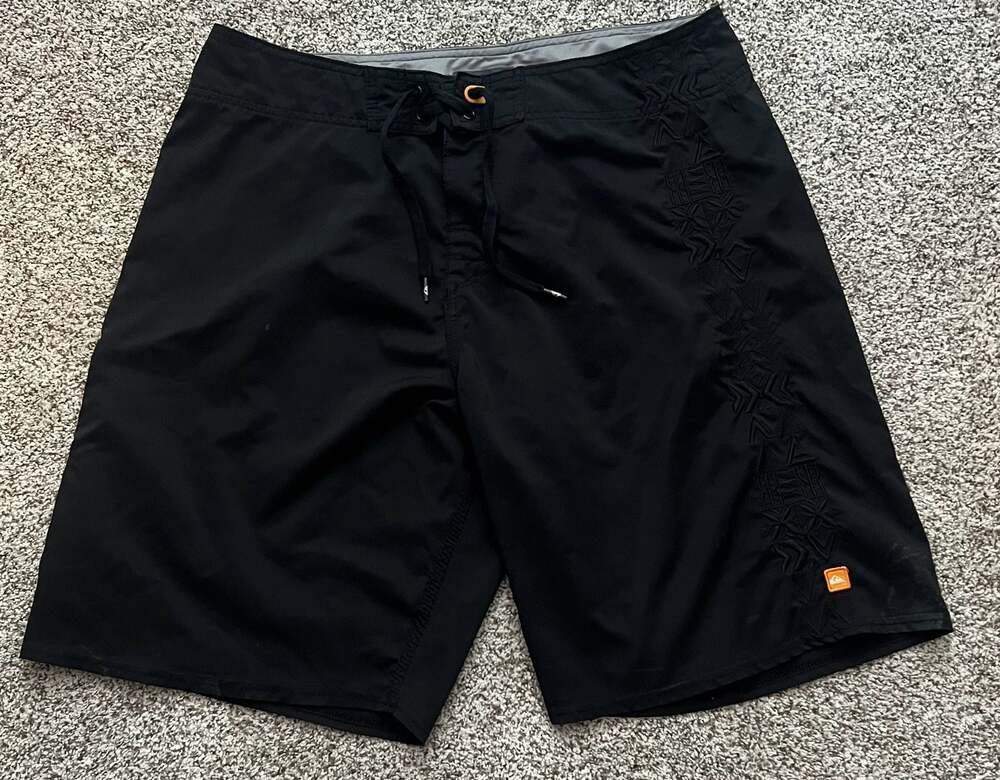 Quiksilver Men's Size 34 Black Tribal Embroidered Board Shorts